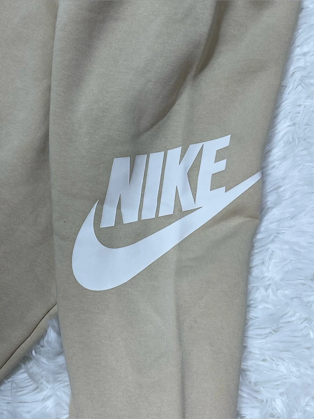 Nike Kids Beige Jogger Sweatpants with White Swoosh Size 6/7Y NWOT